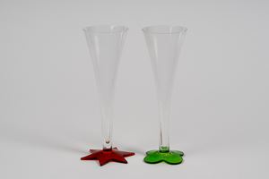 Pair of Murano glass flutes, 20th century