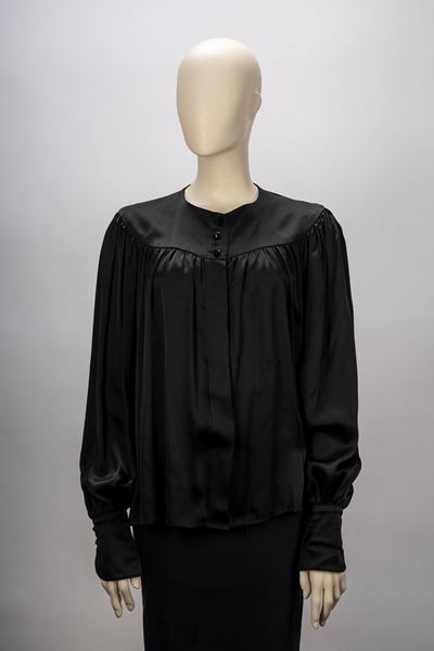 Camicia, raso di seta nero