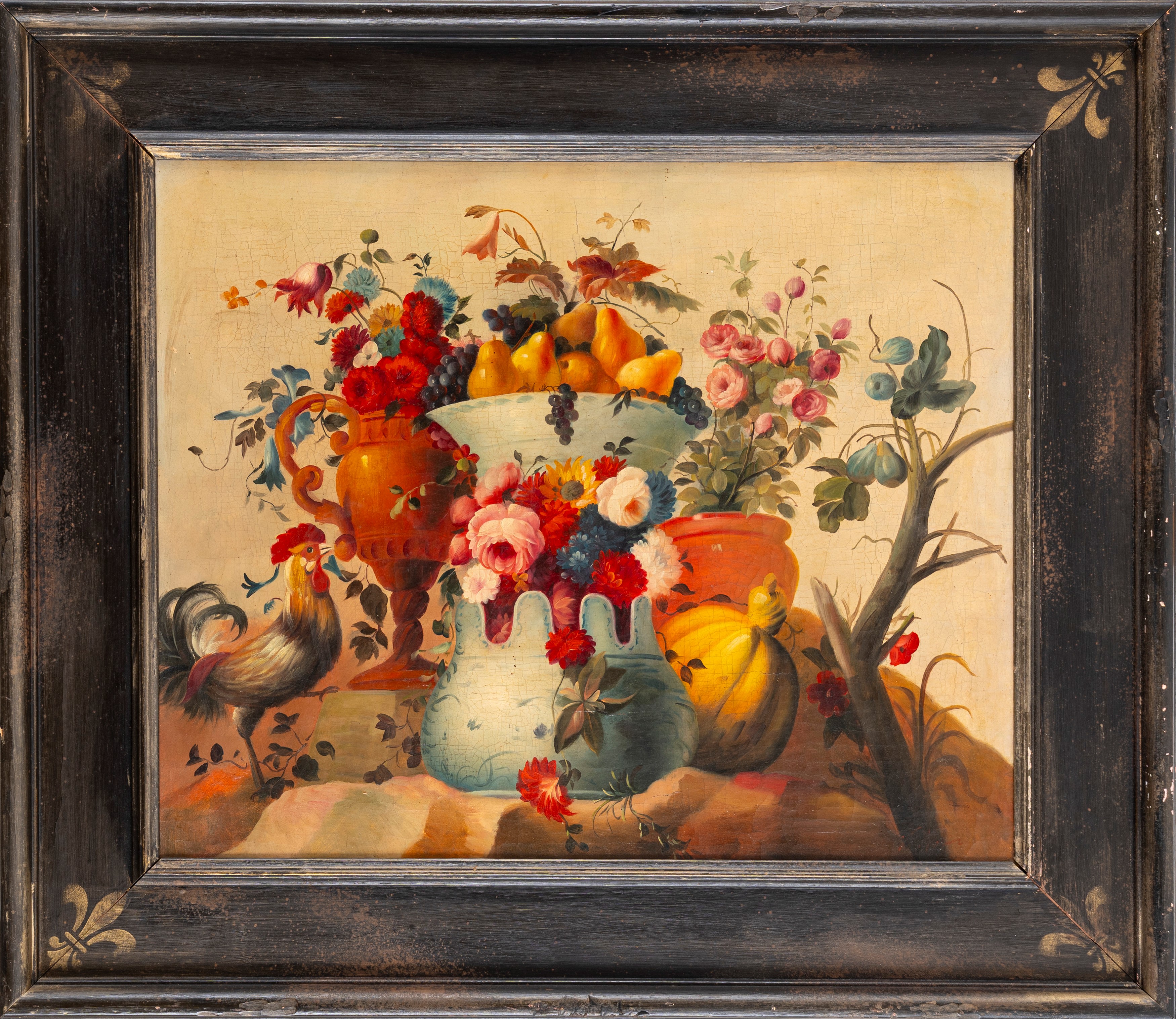 Imitatore di Gaspare Lopez - Vaso con Ciliegie, Fiori, Fichi e Volatili; Vaso con Pere e Uva, Fio...