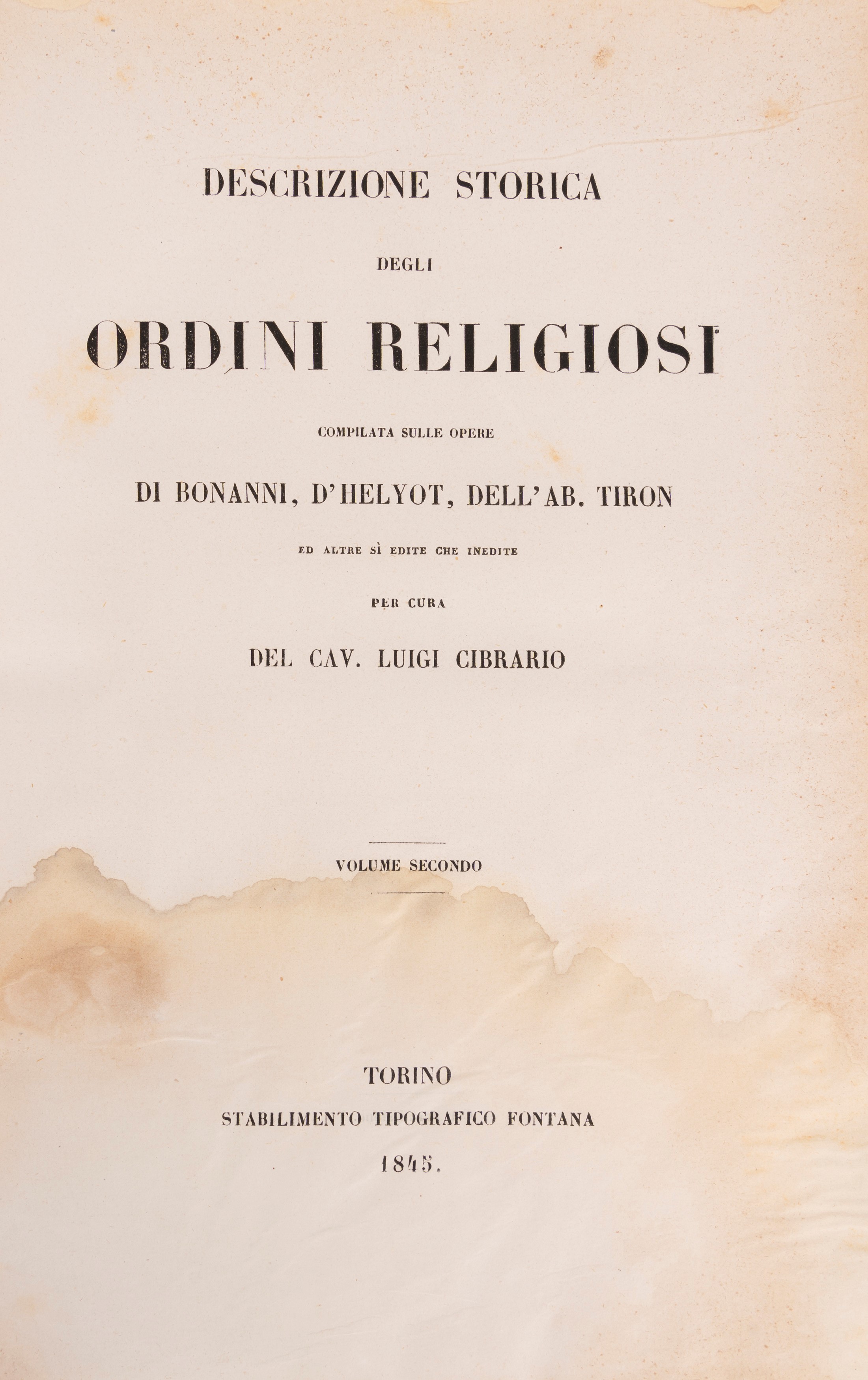 Descrizione storica degli ordini religiosi