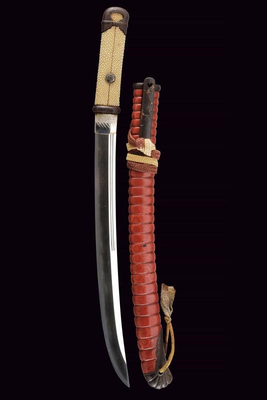 Bellissimo ko-wakizashi di scuola Mino con Mon di Oda Nobunaga