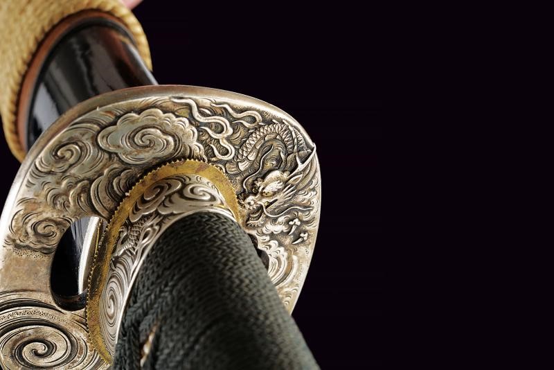 Importante wakizashi firmato Omi no kami Fujiwara Tsuna Hiro