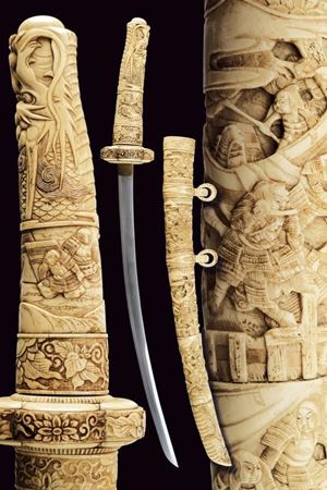 Wakizashi in bellissimo koshirae in osso
