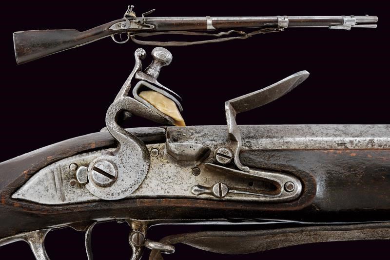 Raro fucile a pietra focaia da dragone convertito per truppe fluviali (Tschaikisten) mod. 1770