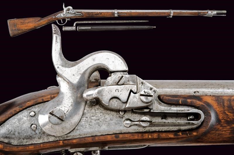 Raro fucile da fanteria sistema Augustin mod. 1828/40 con baionetta
