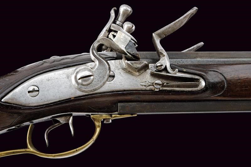 Raro Doppelstutzen Mod. 1768 a pietra focaia firmato Michael Spock