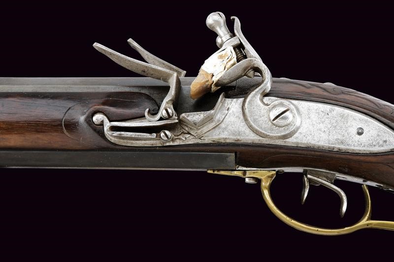 Raro Doppelstutzen Mod. 1768 a pietra focaia firmato Michael Spock