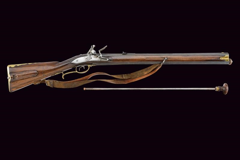 Raro Doppelstutzen Mod. 1768 a pietra focaia firmato Michael Spock