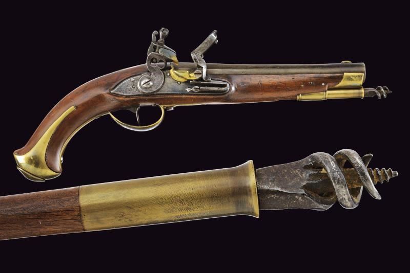 Rara pistola a pietra focaia da ufficiale di fanteria mod. 1809