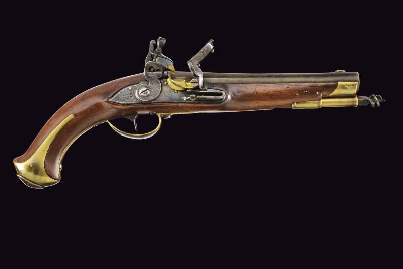 Rara pistola a pietra focaia da ufficiale di fanteria mod. 1809