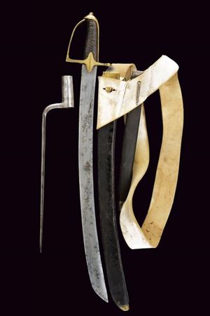 Sciabola da granatieri mod. 1765 e baionetta a ghiera per fucile mod. 1767/74