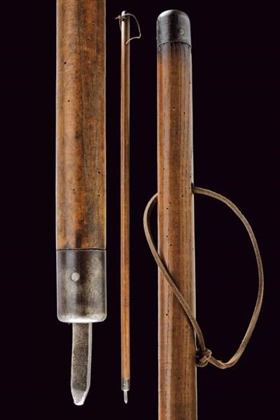Bastone da Sci tipo Alpenstock, legno con accessori in ferro, Italia o Austria