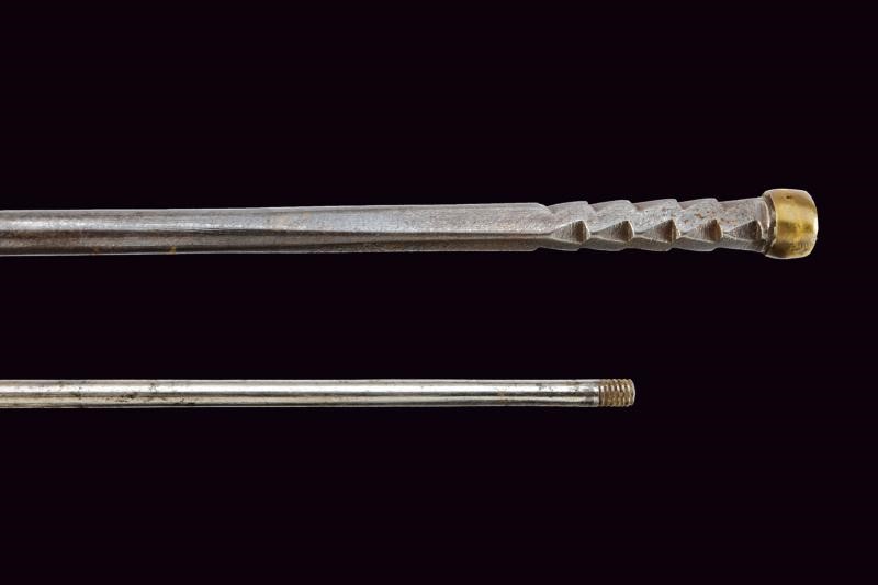 Bacchetta per Doppelstutzen, ferro e pomo in legno, lunghezza 71 cm, Austria