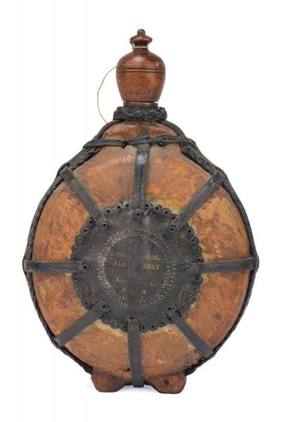 Borraccia in legno tornito, Impero austro-ungarico, 1884