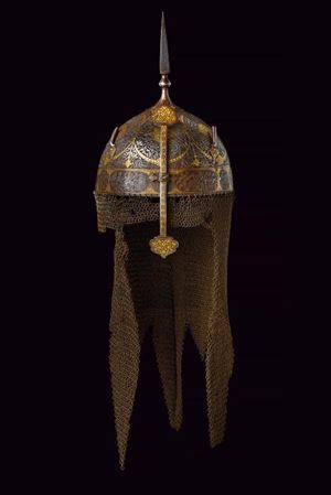 Bellissimo khula-khud con decorazione in oro