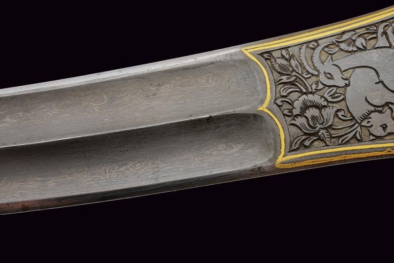 Kandshar indopersiano con fodero dipinto, lunghezza 37.5 cm