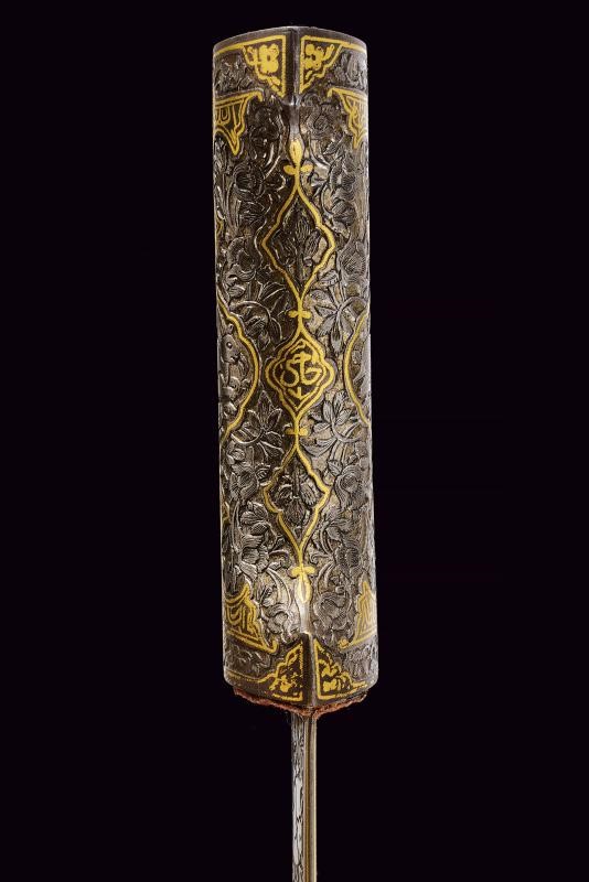 Kandshar indopersiano con fodero dipinto, lunghezza 37.5 cm