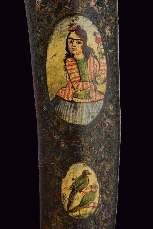 Kandshar indopersiano con fodero dipinto, lunghezza 37.5 cm