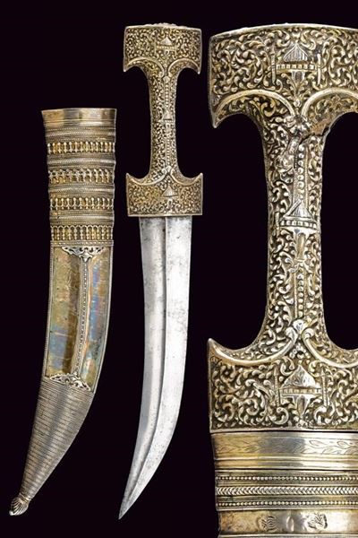 Lungo Jambiya in argento, Turchia, lunghezza 50.5 cm