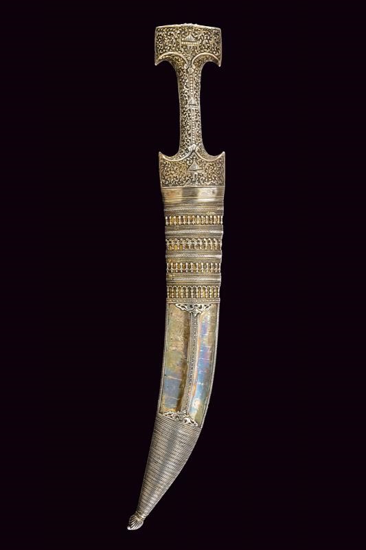 Lungo Jambiya in argento, Turchia, lunghezza 50.5 cm