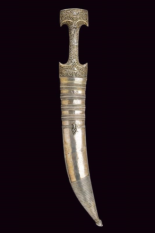 Lungo Jambiya in argento, Turchia, lunghezza 50.5 cm