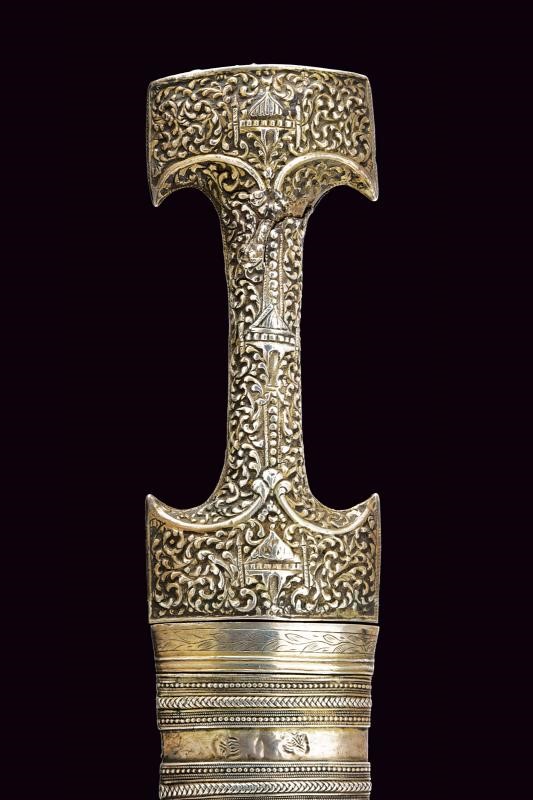Lungo Jambiya in argento, Turchia, lunghezza 50.5 cm
