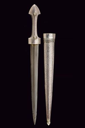 Raro pugnale con fornimenti in argento