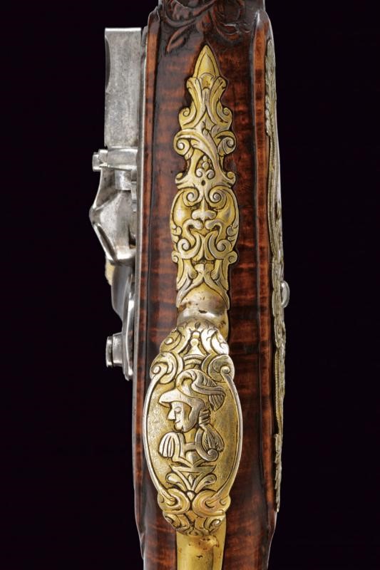 Pistole a pietra focaia, Boemia, lunghezza 45 cm, elaborate per il mercato orientale