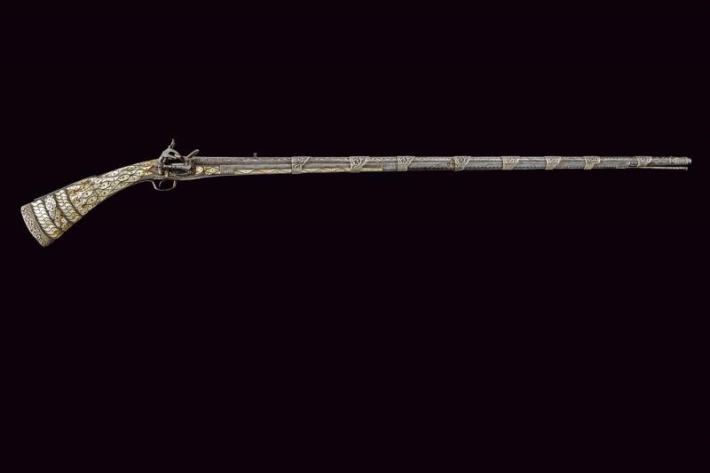 Fucile alla morlacca a pietra focaia, Balcani, lunghezza 149 cm.