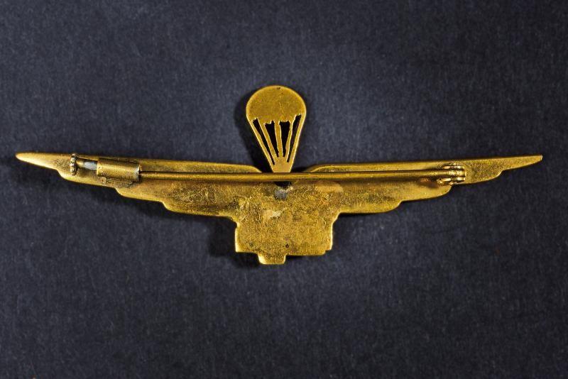 Distintivo da paracadutista, Repubblica Sociale Italiana, metallo dorato, lunghezza 7.5 cm