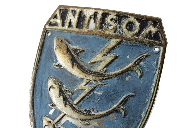 Scudetto da braccio 'ANTISOM' della Marina, placca in metallo non ferroso, dimensioni 5.4 x 7 cm