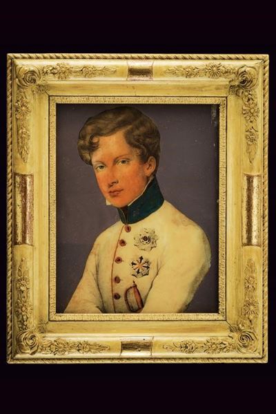 Ritratto su vetro del Duca di Reichstadt, Francesco Giuseppe Carlo Bonaparte, in uniforme austria...