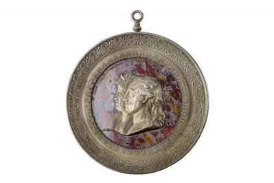 Ferdinando I di Borbone e Maria Carolina d'Asburgo-Lorena, ritratti accollati in argento su marmo...