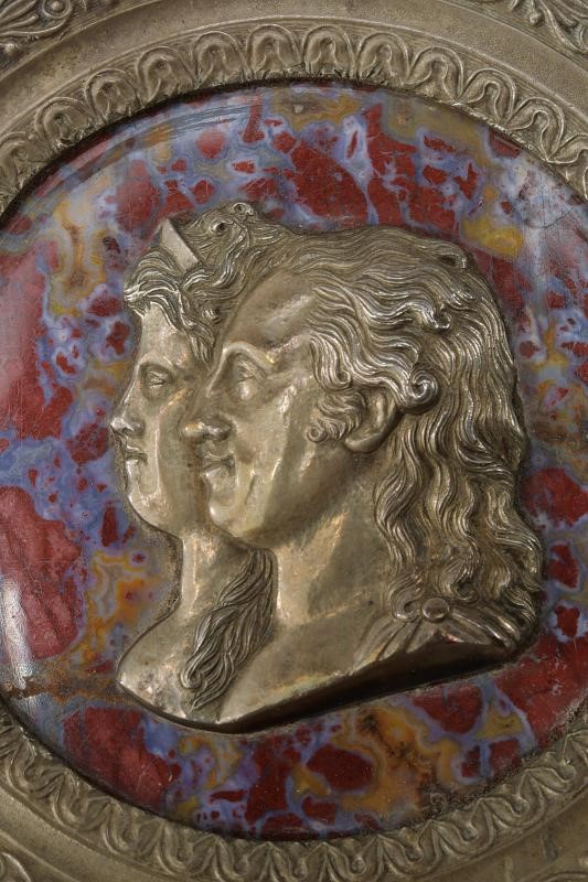 Ferdinando I di Borbone e Maria Carolina d'Asburgo-Lorena, ritratti accollati in argento su marmo...