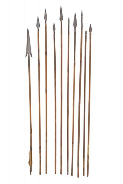 Lotto di dieci frecce, Asia, lunghezza 66-76 cm