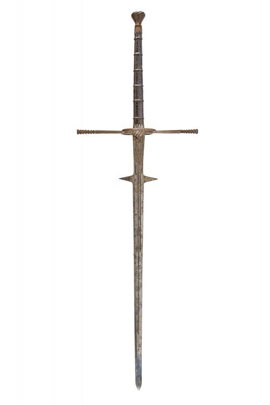 Spadona a due mani, lama dritta in ferro, altezza 162,5 cm