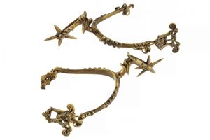 Bellissimo paio di sproni a rotella dorati