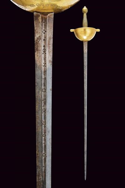 Spada a tazza con motto della Compagnia di Gesù, Spagna, lunghezza 108 cm