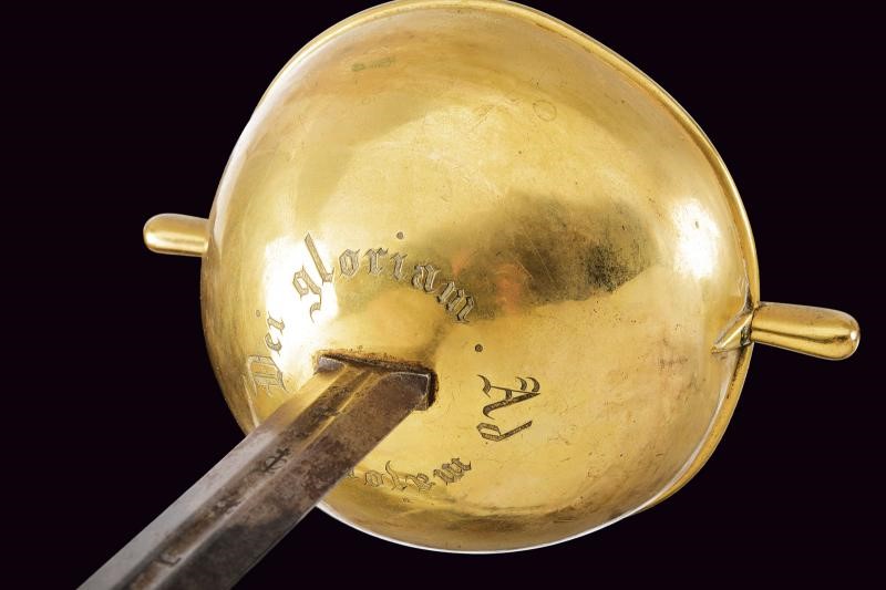 Spada a tazza con motto della Compagnia di Gesù, Spagna, lunghezza 108 cm