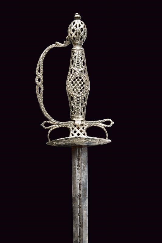 Spadino con fornimento in argento, Italia, lunghezza 97 cm