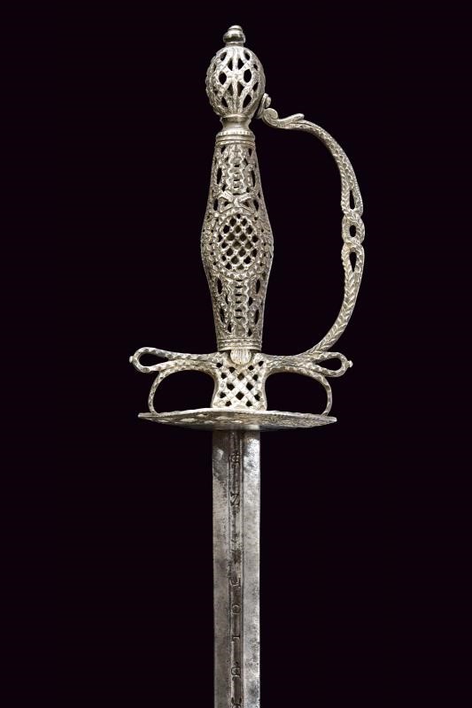 Spadino con fornimento in argento, Italia, lunghezza 97 cm