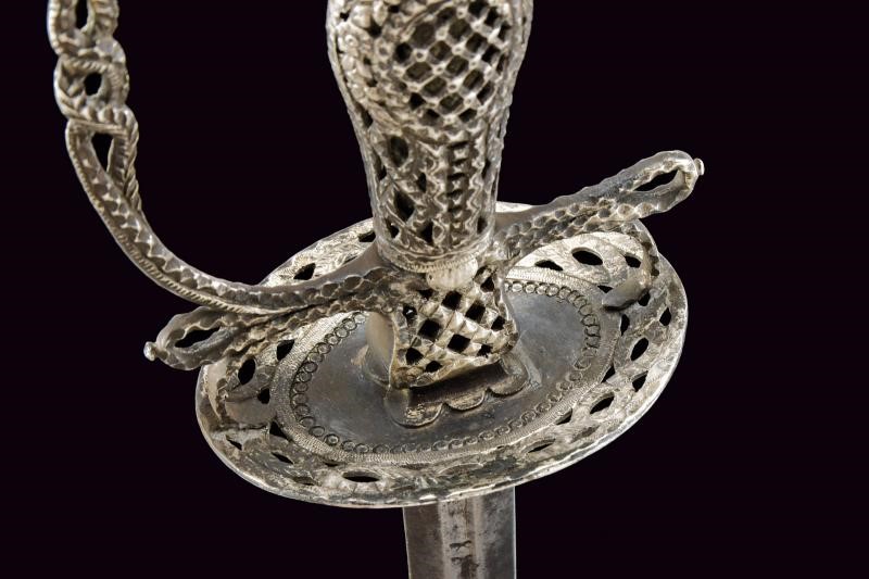Spadino con fornimento in argento, Italia, lunghezza 97 cm