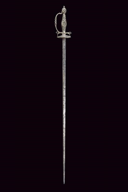 Spadino con fornimento in argento, Italia, lunghezza 97 cm