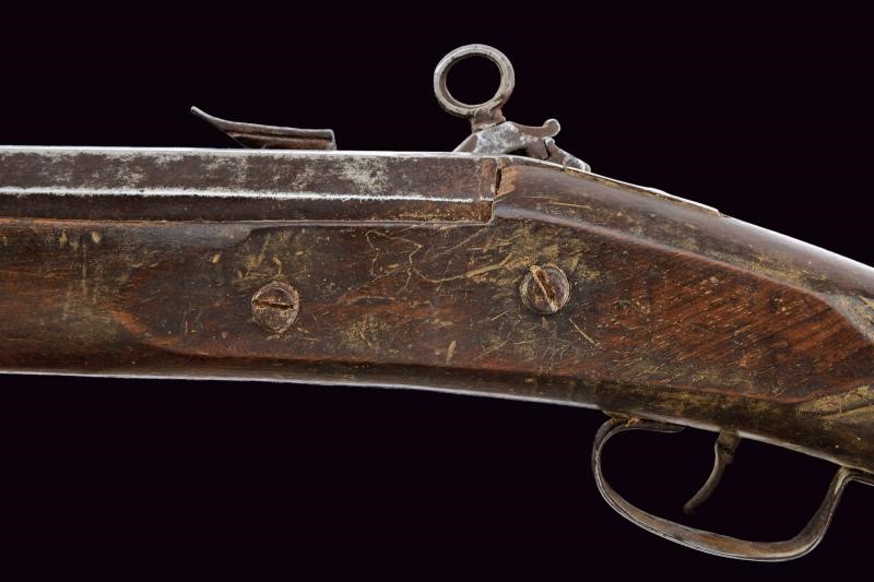 Archibugio arcaico romano, metallo e legno, lunghezza 117.5 cm