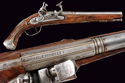 Pistola alla fiorentina composita, lunghezza 38.5 cm, tecnica italiana