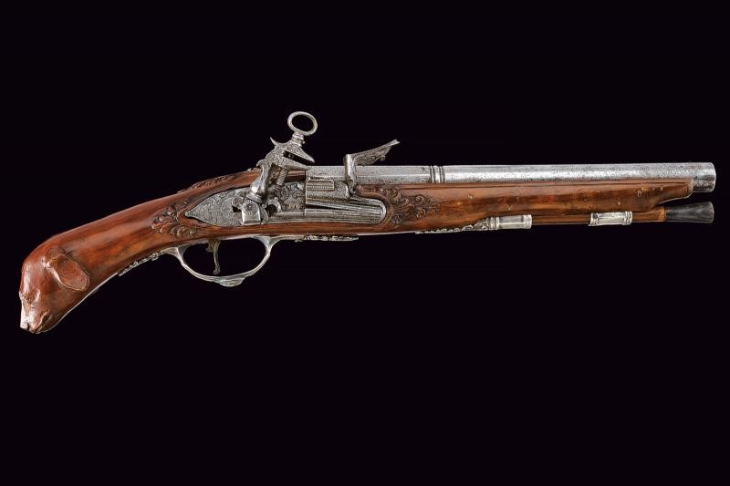Pistola a pietra focaia composita, Italia, lunghezza 40.5 cm