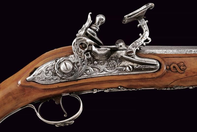 Pistola a pietra focaia composita, Italia, lunghezza 48 cm