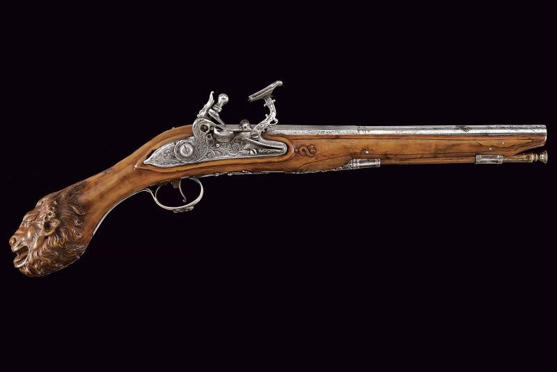 Pistola a pietra focaia composita, Italia, lunghezza 48 cm