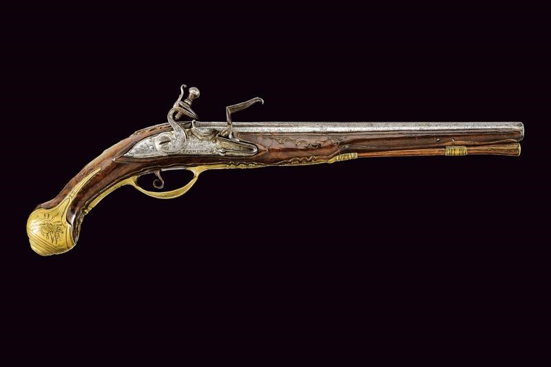 SERMENGHI, Pistola a pietra focaia - Bologna, Lunghezza 36.5 cm