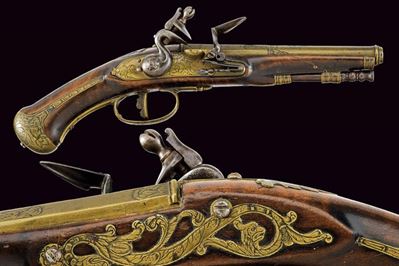 Pistola a pietra focaia da marina, Italia, lunghezza 27.2 cm